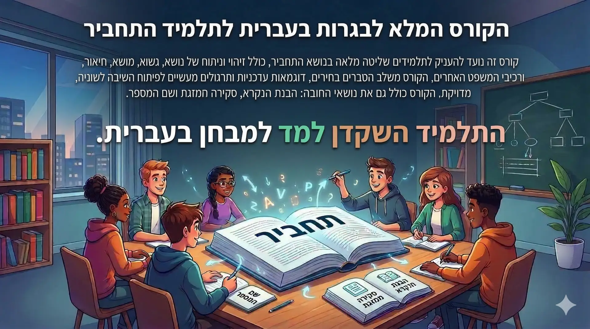 הקורס המלא לבגרות בעברית לתלמידי התחביר