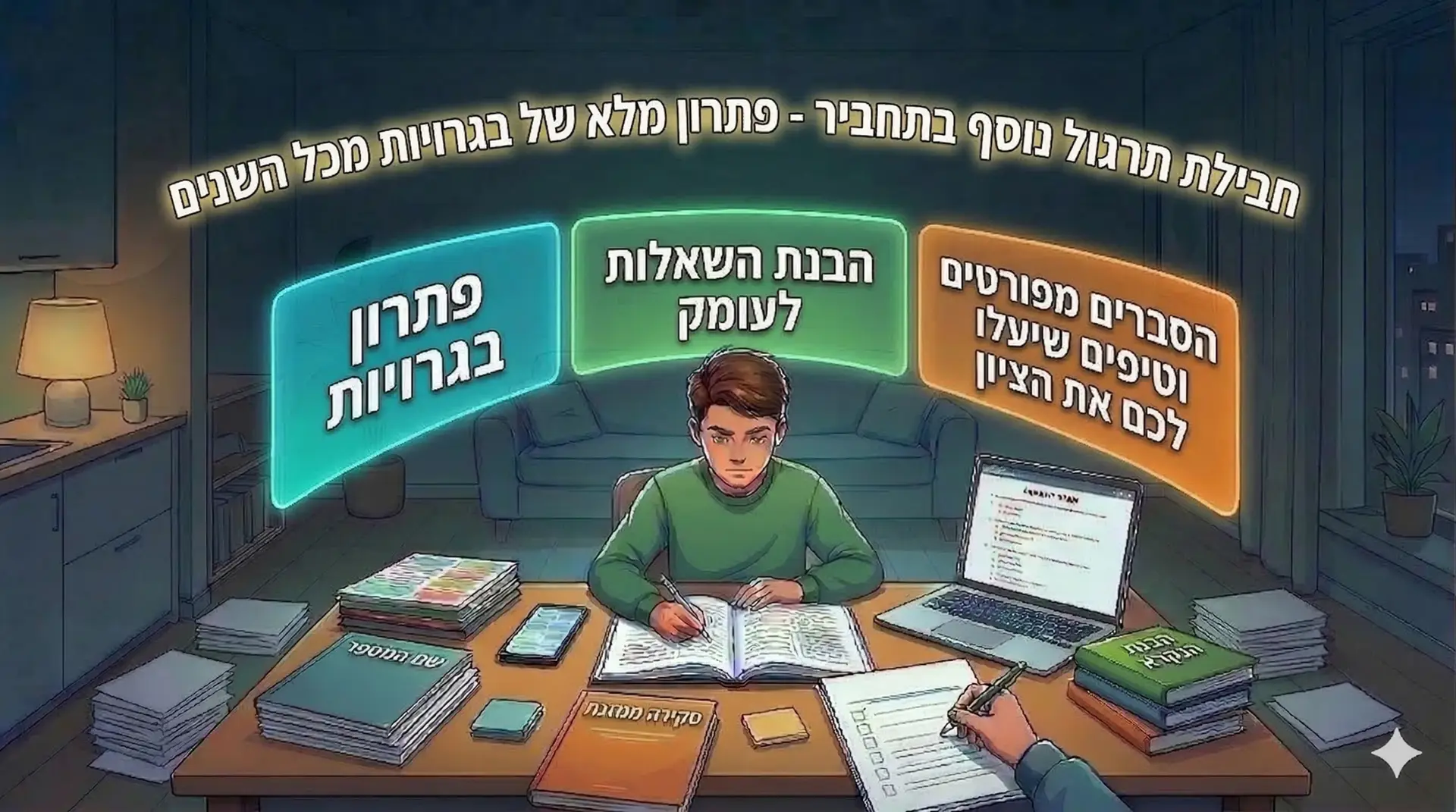 חבילת תרגול נוסף בתחביר – פתרון מלא של בגרויות מכל השנים