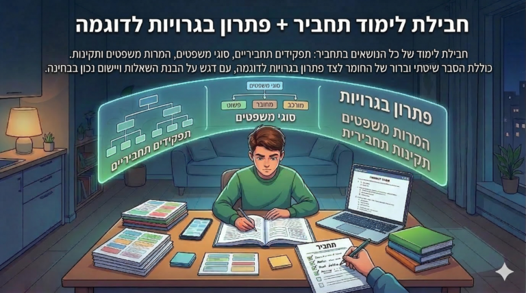 חבילת לימוד תחביר + פתרון בגרויות לדוגמה